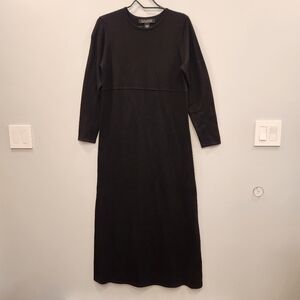 Dialogue Merino Wool Blend Long Sleeve Black Dress
